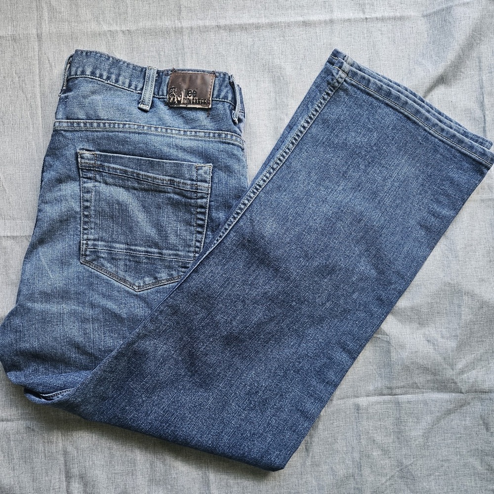 Lee Dungarees Jeans Men's 38x30 Blue Denim Bootcut Relaxed Fit Workwear Faded